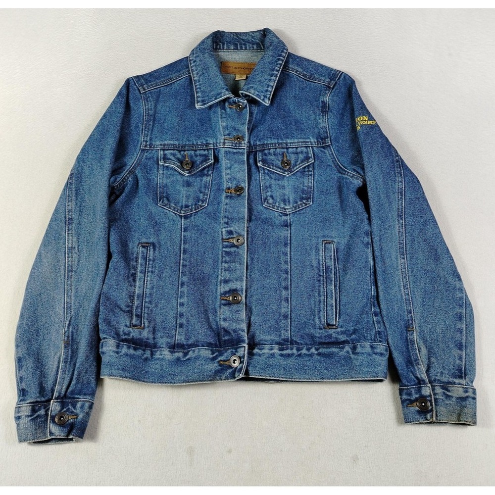 Denim‎ Trucker Jacket Womens Medium Blue Button Front Workwear Port Authority